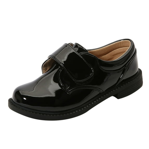 Otqutp Soft Sole Shoes for Fashion Summer and Autumn Boys Leather Shoes Boots Thick Soled Student Dress Shoes Performance Shoes Hook Loop Slip On Comfortable