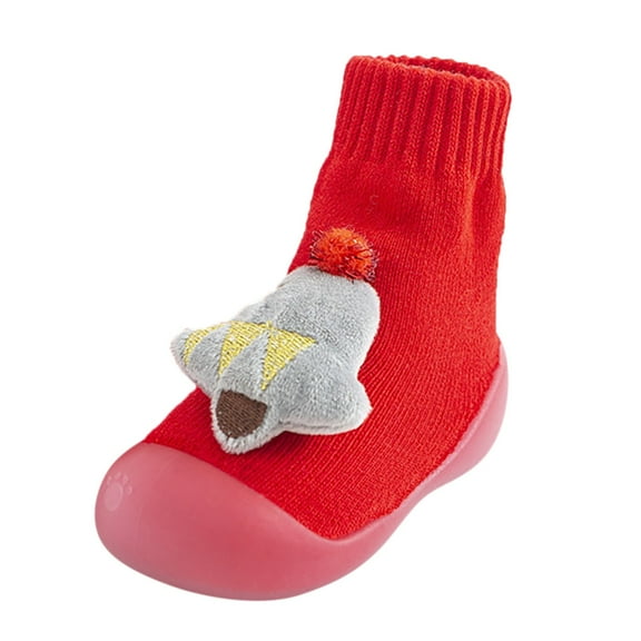 Otqutp Soft Sole Shoes for Toddler Christmas Baby Toddler Boys Girls Cartoon Ears Floor Socks Non Slip Baby Step Shoes Socks 0-4 Years