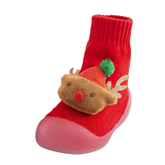 Otqutp Soft Sole Shoes for Toddler Christmas Baby Toddler Boys Girls Cartoon Ears Floor Socks Non Slip Baby Step Shoes Socks 0-4 Years