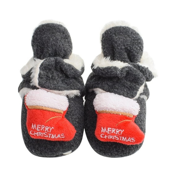 Otqutp Soft Sole Toddler Girls Dance Shoes Christmas Booties Soft Baby Santa Winter Warm Slippers Snow Boots Crib Shoes for 0 to 12 Months