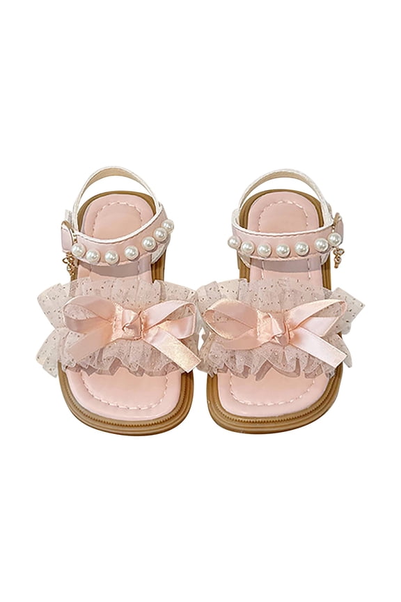 Soft Sole Toddler Girls Shoes Little Girls Summer Pearl Mesh Soft Bottom Princess Shoes Sandals for 2 to 11 Years
