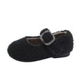 thumbnail image 1 of Otqutp Solid Color Shoes for Toddler Fashion Winter Children Boots Girls Flat Cotton Shoes Plush Warm Water Buckle Strap Comfortable Shoes(Black,3.5-4 Years), 1 of 5