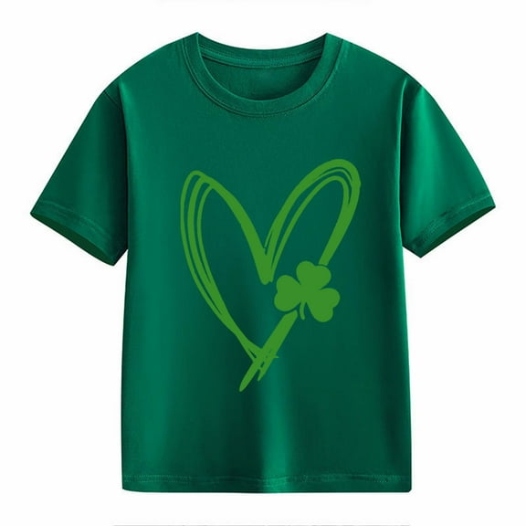 Otqutp Sport Pullover Tshirts Girls and Boys Casual Short Sleeved T Shirt St. Day Children's Retro Personality 2D Print Children Loose Short Sleeved Clothes for Spring Summer(AG,6-7 Years)