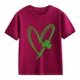 thumbnail image 1 of Otqutp Sport Pullover Tshirts Girls and Boys Casual Short Sleeved T Shirt St. Day Children's Retro Personality 2D Print Children Loose Short Sleeved Clothes for Spring Summer(Wine,2-3 Years), 1 of 1