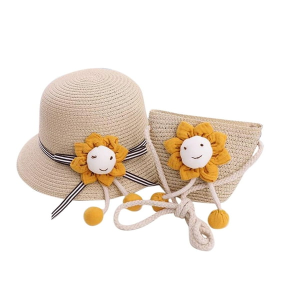 Otqutp Sports Caps for Children Kids Children Girls Cartoon Print Sunshade Hat Beach Sun Hat + Bag for 2 to 8 Years