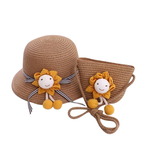 Otqutp Sports Caps for Children Kids Children Girls Cartoon Print Sunshade Hat Beach Sun Hat + Bag for 2 to 8 Years