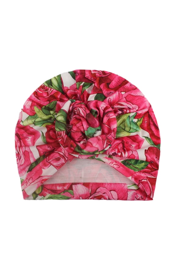 Spring Hat for 0 to 3Years Toddler Baby Floral Print Hat Cap Beanie Bow Headband Hair Headwear Accessories