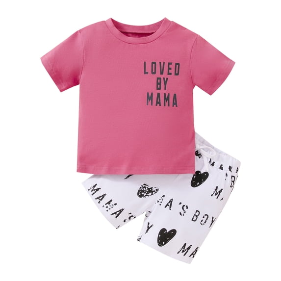 Otqutp Spring Kids Bodysuits Baby Boys Cotton Print Spring Summer Short Sleeve Tshirt Tops Shorts Outfits Set Clothes for 0 to 3 Years