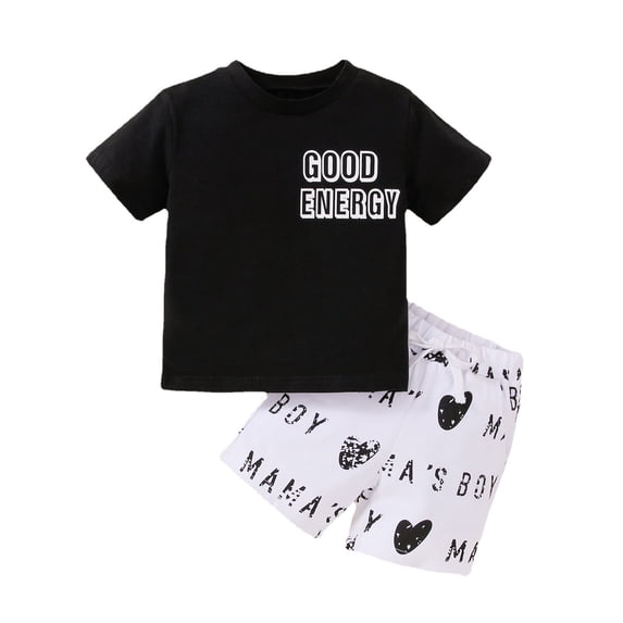 Otqutp Spring Kids Bodysuits Baby Boys Cotton Print Spring Summer Short Sleeve Tshirt Tops Shorts Outfits Set Clothes for 0 to 3 Years