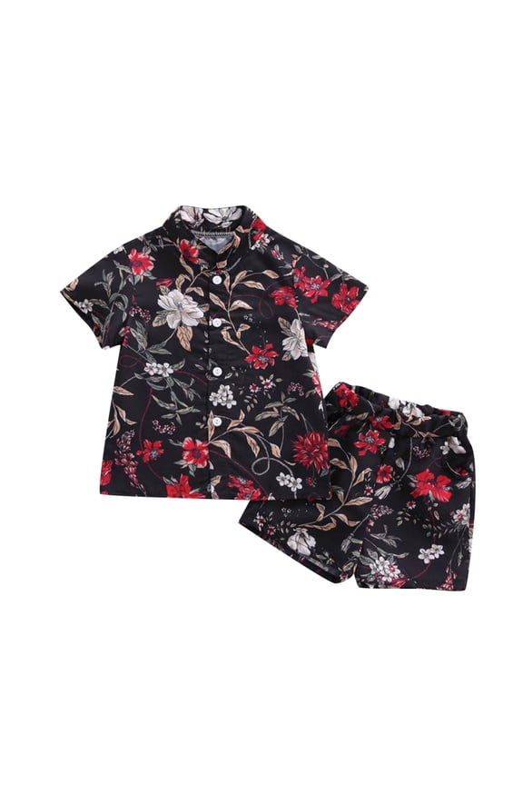 Spring Kids Clothing Sets Toddler Children Boys Spring Summer Fashion Daily Indoor Outdoor Print Short Sleeve Shirt Shorts Outfits