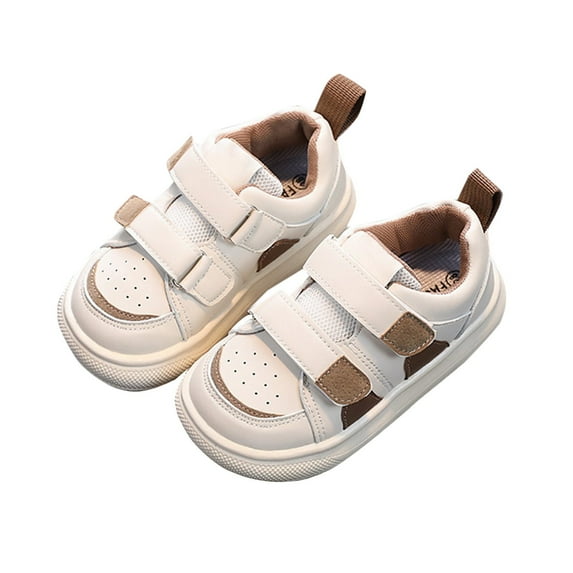 Otqutp Spring and Summer Children Walking Running Shoes Toddler Shoes Boys and Girls Floor Sports Flat Soles Light and Comfortable Solid Color Hook Loop(White,4-4.5 Years)