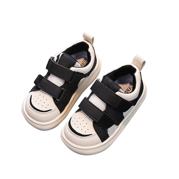 Otqutp Spring and Summer Children Walking Running Shoes Toddler Shoes Boys and Girls Floor Sports Flat Soles Light and Comfortable Solid Color Hook Loop(Black,7-8 Years)