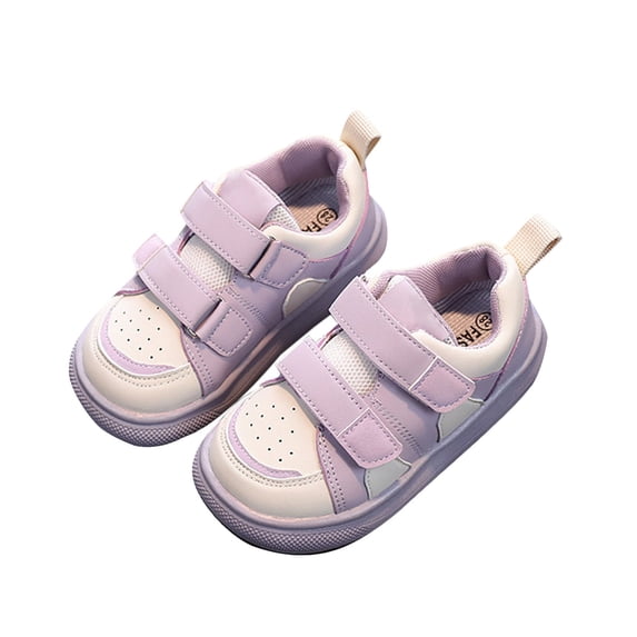 Otqutp Spring and Summer Children Walking Running Shoes Toddler Shoes Boys and Girls Floor Sports Flat Soles Light and Comfortable Solid Color Hook Loop(Purple,9-9.5 Years)