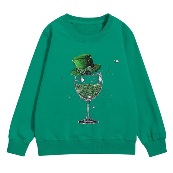 Otqutp St. Patricks Day Sweatshirt for Girls Long Sleeve Crewneck Irish Sweat Shirts Unisex Oversized Saint Patty's Pullover Tops