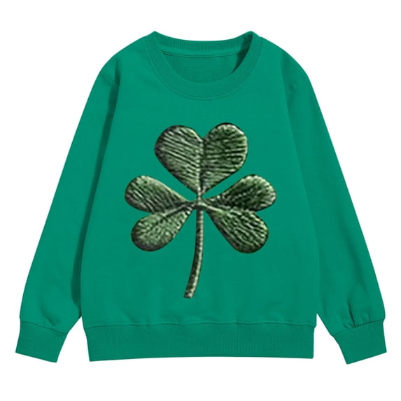 Otqutp St. Patricks Day Sweatshirt for Girls Long Sleeve Crewneck Irish Sweat Shirts Unisex Oversized Saint Patty's Pullover Tops