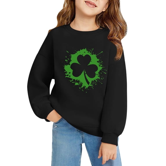 Otqutp St Patricks Day Sweatshirt for Teen Girls Pullover Crewneck Sweatshirts Kids Long Sleeve Irish Shamrock Graphic Hoodie Shirt