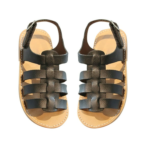 Otqutp Summer Footwear for Baby Kids Girls Strappy Sandal Open Toe Summer PU Leather Sandal Slip On Princess Flat Sandals Flower Shoes