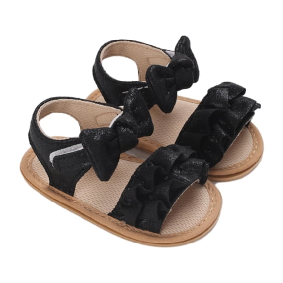 Otqutp Summer Sandals for Kids Baby Toddler Girls PU Leather Soft Open Toe Summer Sandals Flower Princess Flat Shoes for Summer Flat Sole Shoes