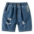 thumbnail image 1 of Otqutp Summer Shorts Toddler Boys Boys' Denim Hole Elastic Waist Short Five Pants Children Baby Korean Fashion Shorts with Pocket(A-Blue,6-7 Years), 1 of 9