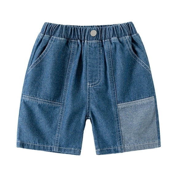 Otqutp Summer Shorts Toddler Boys Boys' Denim Hole Elastic Waist Short Five Pants Children Baby Korean Fashion Shorts with Pocket(B-A,12-18 Months)