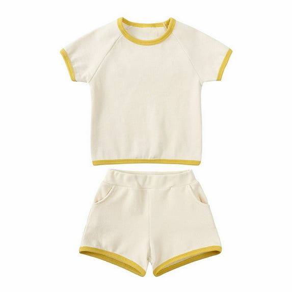 Otqutp Summer Toddler Clothes Set Children's Summer Soft Short Sleeved Shorts For Girls Set For Boys Casual Two Piece Set For Children 1 To 5Years