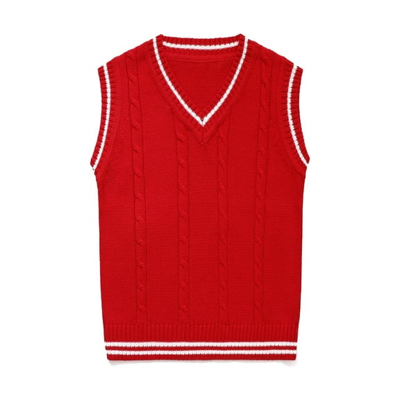 Otqutp Sweater Vest for Kids Boys Girls V Neck School Uniform Knitted Pullover Comfy Soft Sleeveless Fall Winter Tank Top