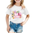 thumbnail image 1 of Otqutp T Shirts for Girls Cotton Cute School Stationery Print Round Neck Short Sleeve Tops Summer Kids Back to School Blouses, 1 of 7