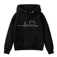 thumbnail image 1 of Otqutp Teen Boys Girls Fall Winter LOVE Letter Print Throw Rope Hooded Padded Pocket Sweater Casual Girls Long Sleeve Shirts Pullover Tops(Black-2,8-9 Years), 1 of 3