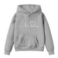 thumbnail image 1 of Otqutp Teen Boys Girls Fall Winter LOVE Letter Print Throw Rope Hooded Padded Pocket Sweater Casual Girls Long Sleeve Shirts Pullover Tops(Grey-2,3-4 Years), 1 of 3