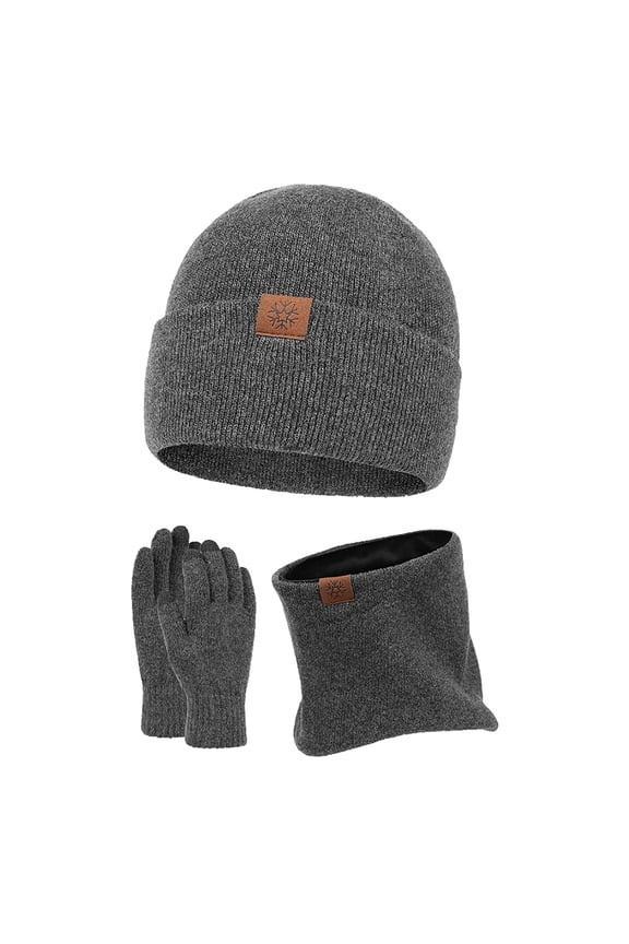 Teen Girls Breathable Gloves for Sports Autumn and Winter Europe and The United States Outdoor Woolen Hat Couple Bib Hat Gloves Three Piece Ear Warm Knitted Hat Set(GY2,One Size)