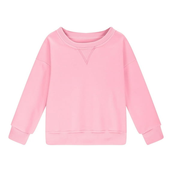 Otqutp Teen Girls Casual Crewneck Sweatshirts Kids Long Sleeve Oversized Fashion Pullover Tops Relaxed Fit Casual Tops 1-14 Years(2-Pink,5-6 Years)