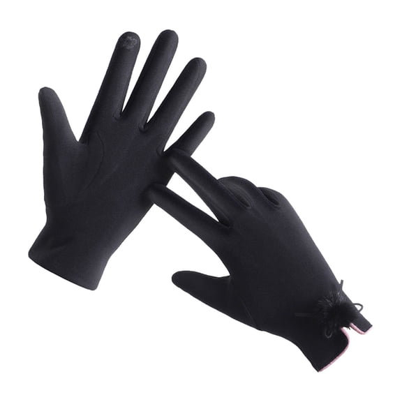 Otqutp Teen Girls Comfortable Gloves Outdoor Women's Warm Gloves Autumn and Winter Warm Open Fork Outdoor Cycling Driving Gloves for Cold Weather (Black,One Size)