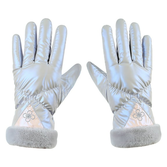 Otqutp Teen Girls Comfortable Gloves Outdoor Men and Women Gloves Winter Ski Gloves Warm Gloves Warm Cute Printed Cycling Gloves Soft Windproof Gloves(Grey,One Size)