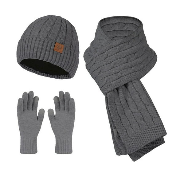 Otqutp Teen Girls Comfortable Scarves 2024 Winter Beanie Hat Scarf Gloves Set for Women Beanie Fleece Lined Knit Neck Warmer Touchscreen Gloves 3 in 1 Gift Set(GY2,)