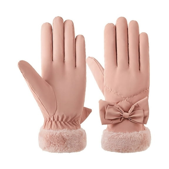Otqutp Teen Girls Fashion Casual Gloves Women's Winter Cycling Warm Gloves Plus Thick Cold and Windproof Gloves for Outdoor Cold Weather (Pink,One Size)
