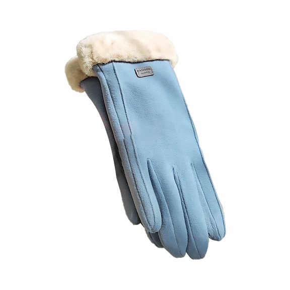 Otqutp Teen Girls Outdoor Gloves Women's Autumn Winter Warm Cycling Velvet Thickened Cold and Windproof Screen Gloves for Cold Weather(Blue,One Size)
