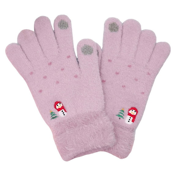 Otqutp Teen Girls Warm Gloves for Cycling&nbsp;Knitted Cold Proof Plush Thickened Christmas Gloves Warm Knit Winter Gloves Christmas Gifts Stocking Stuffers for Women(Purple,One Size)