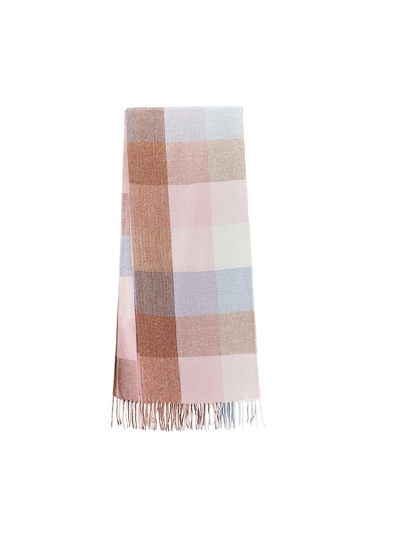 Teen Girls Warm Neck Gaiters Women's Big Coloured Checked Scarf Winter Warm Wrap Scarf Elegant and Classic Design Shawl Wrap(Brown,)