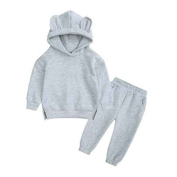 Otqutp Thanksgiving Kids Clothes Set Kids Outfit Soft Cotton Warm Crewneck Long Sleeve Hooded Solid Color Sweatshirt Set Clothes Set for Boys Girls Fall Winter Clothing