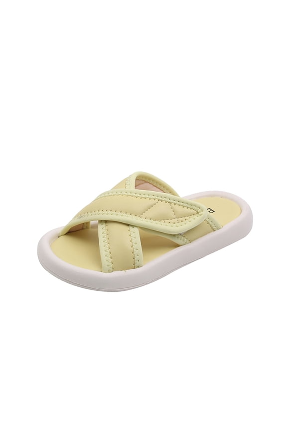 Thick Sole Leather Cloud Slides for Girls, Kids Comfy Soft House Slippers Non-Slip Cozy Open Toe Beach Water Shoes