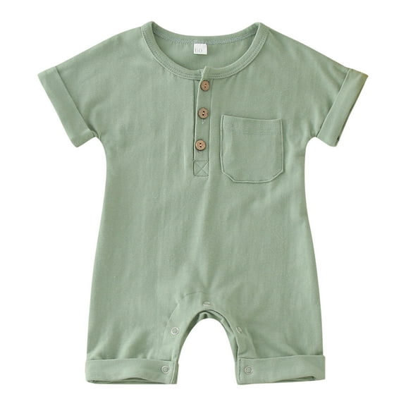 Otqutp Toddler 2024 Bodysuits Outfits Girls Boys Short Sleeve Solid Colour Romper Bodysuits Summer Jumpsuit 0 to 12 Months