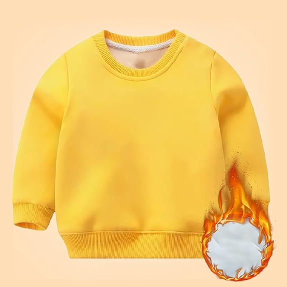 Otqutp Toddler 2025 Pullover Tops Children Autumn Winter Solid Pullover Tops Long Sleeve O Neck Fall Winter Sweatshirts 1-7 Years(Yellow-1,12-18 Months)