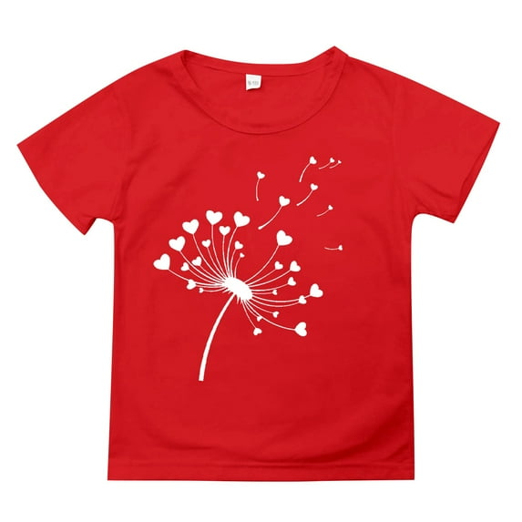 Otqutp Toddler A Line Tops Summer Children's Wear Dandelion Cute Print Children's Round Neck T Shirt Medium Short Sleeve Top for Children