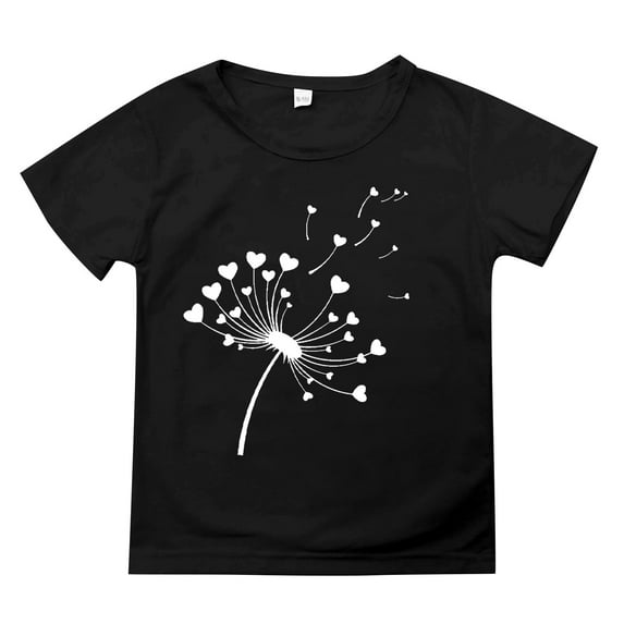 Otqutp Toddler A Line Tops Summer Children's Wear Dandelion Cute Print Children's Round Neck T Shirt Medium Short Sleeve Top for Children