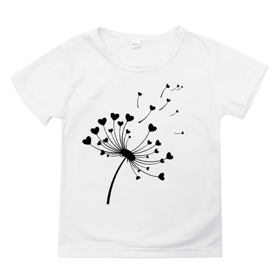 Otqutp Toddler A&nbsp;Line Tops Summer Children's Wear Dandelion Cute Print Children's Round Neck T Shirt Medium Short Sleeve Top for Children