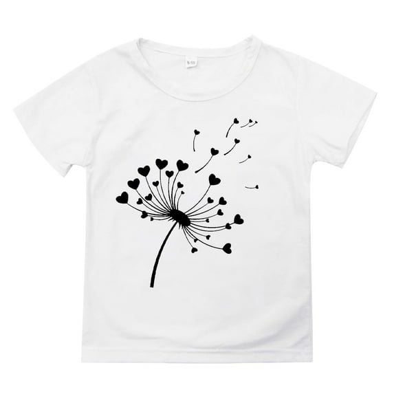 Otqutp Toddler A Line Tops Summer Children's Wear Dandelion Cute Print Children's Round Neck T Shirt Medium Short Sleeve Top for Children