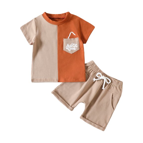 Otqutp Toddler Baby Boy First Birthday Outfit Short Sleeve Shirt Elastic Waist Shorts Sets Cute Summer Birthday Clothes 2Pcs for 0 To 4 Years(Khaki,18-24 Months)