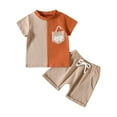 thumbnail image 1 of Otqutp Toddler Baby Boy First Birthday Outfit Short Sleeve Shirt Elastic Waist Shorts Sets Cute Summer Birthday Clothes 2Pcs for 0 To 4 Years(Khaki,3-4 Years), 1 of 6