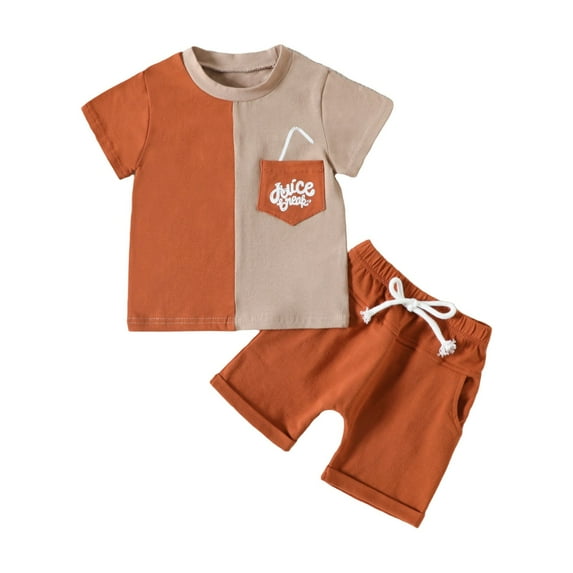 Otqutp Toddler Baby Boy First Birthday Outfit Short Sleeve Shirt Elastic Waist Shorts Sets Cute Summer Birthday Clothes 2Pcs for 0 To 4 Years(Orange,12-18 Months)
