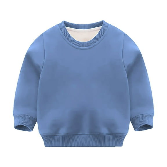 Otqutp Toddler Baby Boys Girls Fleece-Lined Crewneck Sweatshirt Long Sleeve Warm Soft Casual Pullover Top Kids Cozy Outfits